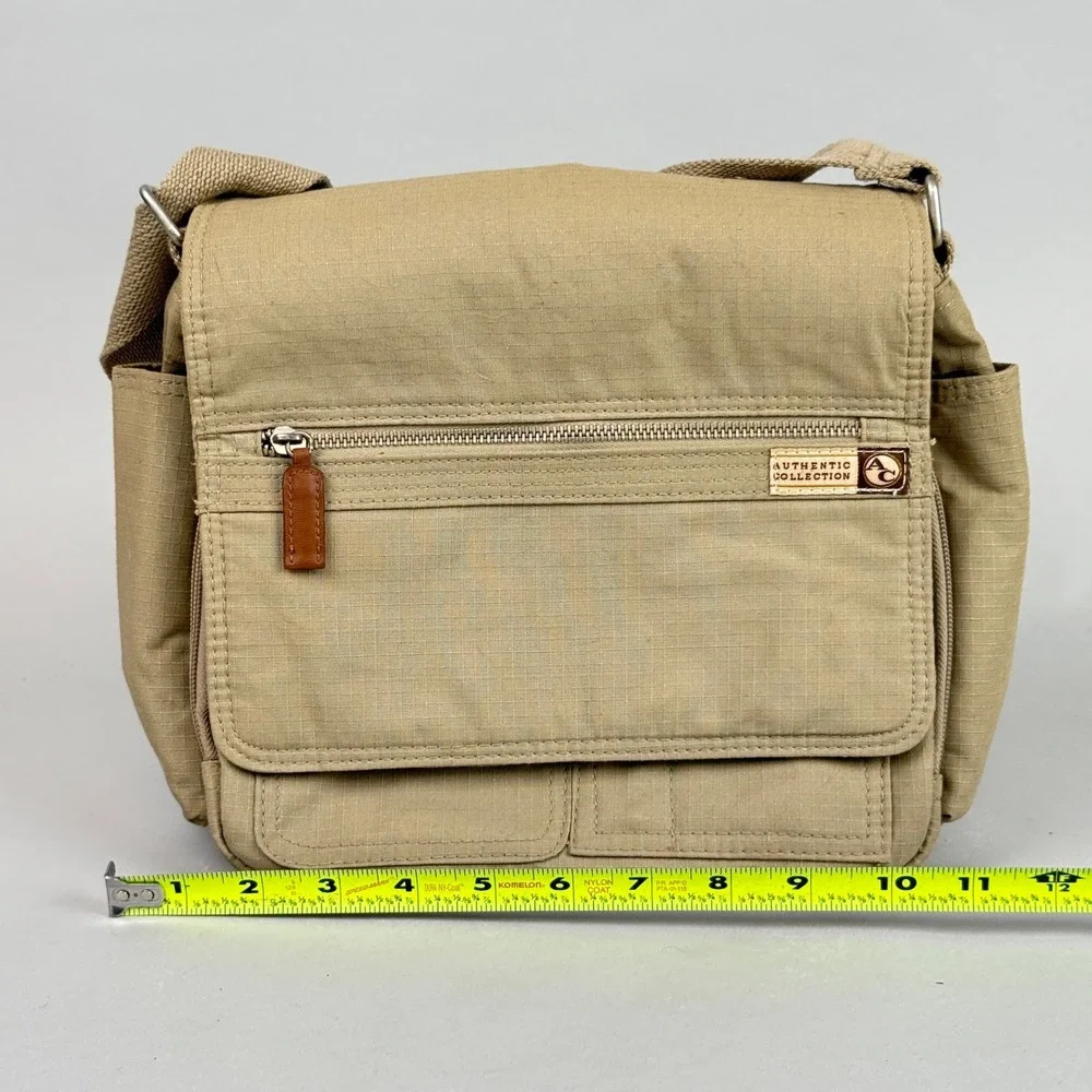 Authentic Collection Messenger Bag Unisex Medium Tan Good Ripstop Crossbody